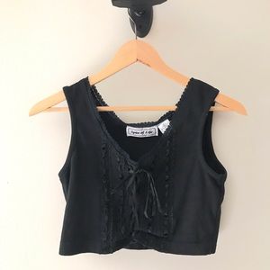 Vintage black lace crop top